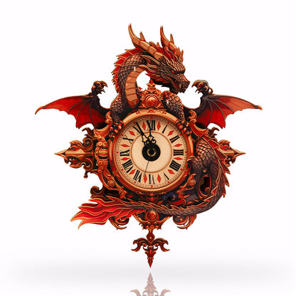 Dragon Flame Timepiece Wooden Clock Puzzle