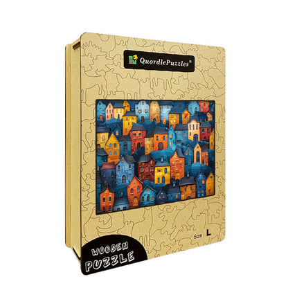Whimsical Village Wooden Jigsaw Puzzle