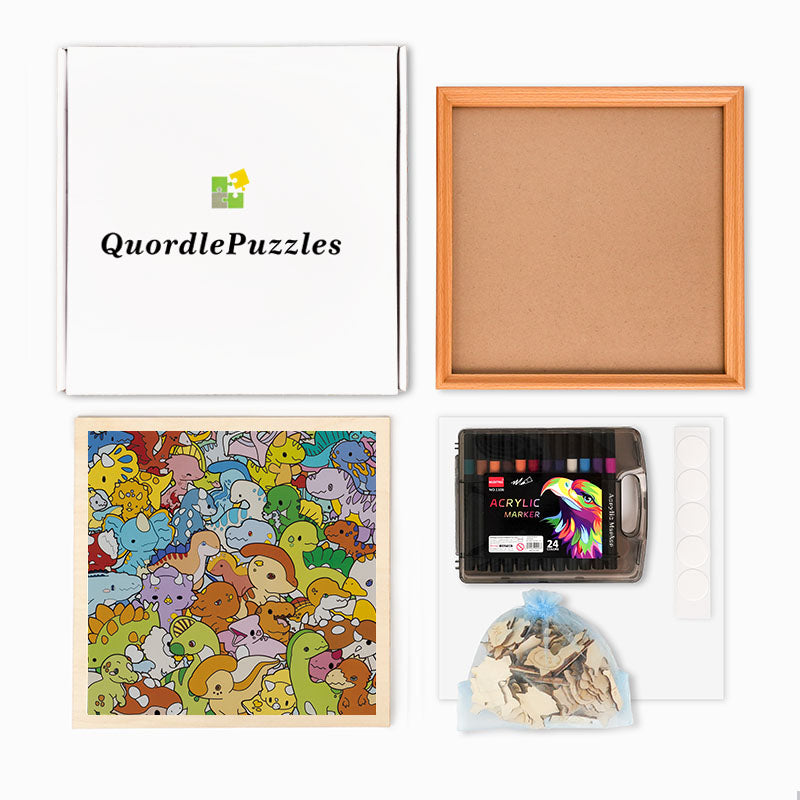 Dino Parade - Wooden Coloring Puzzle