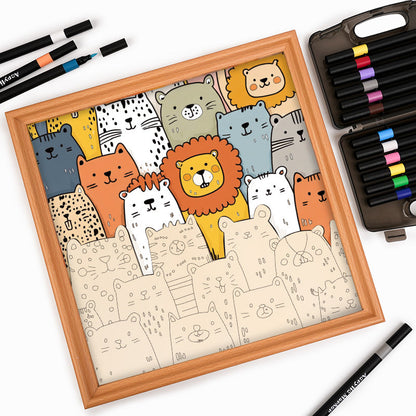 Animal Friends- Wooden Coloring Puzzle