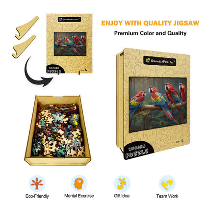 Tropical Paradise with Parrots Wooden Jigsaw Puzzle