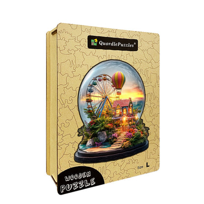 Ferris Wheel at Sunset Wooden Jigsaw Puzzle