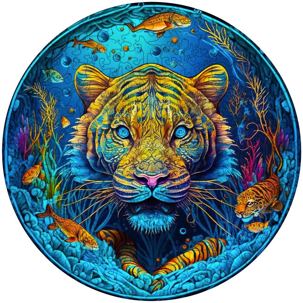 Psychedelic Tiger Wooden Jigsaw Puzzle
