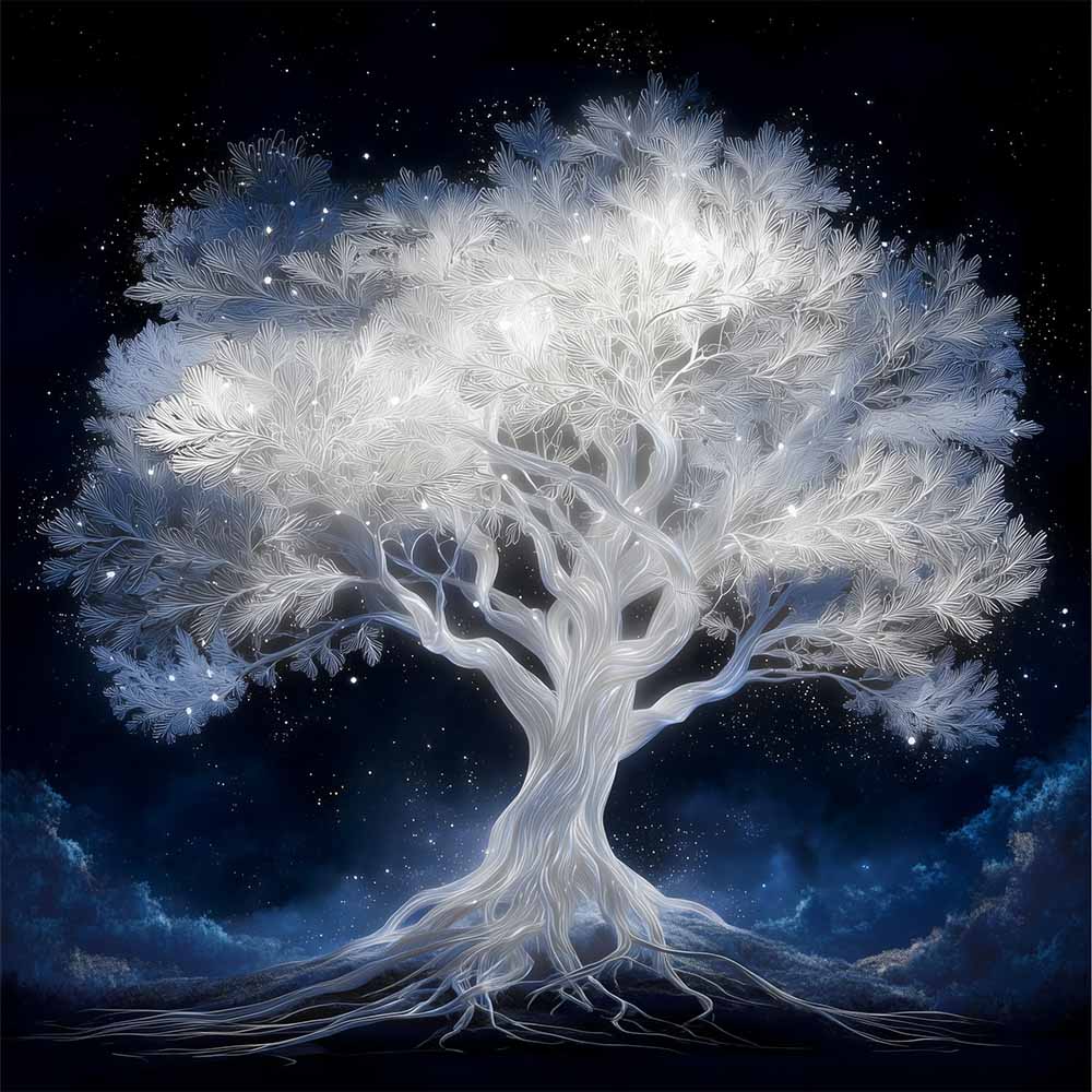 Celestial White Tree Wooden Jigsaw Puzzle