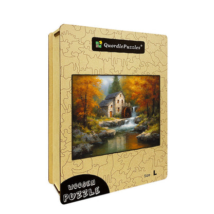 Autumn Mill by the River Wooden Jigsaw Puzzle