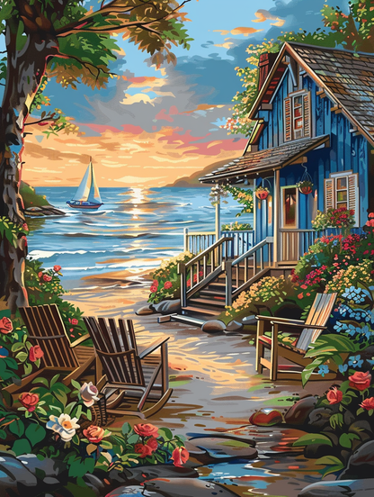 Lakefront Sunset Wooden Jigsaw Puzzle
