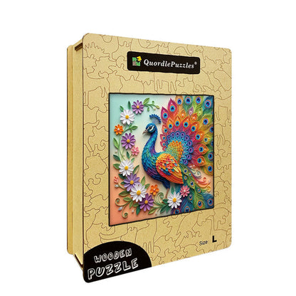 Peacock in Bloom Vibrant Creation Wooden Jigsaw Puzzle