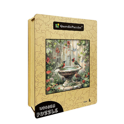Bird Bath Garden Wooden Jigsaw Puzzle