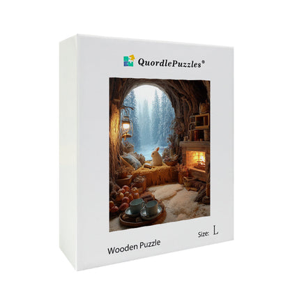 Cozy Rabbit Den Wooden Jigsaw Puzzle