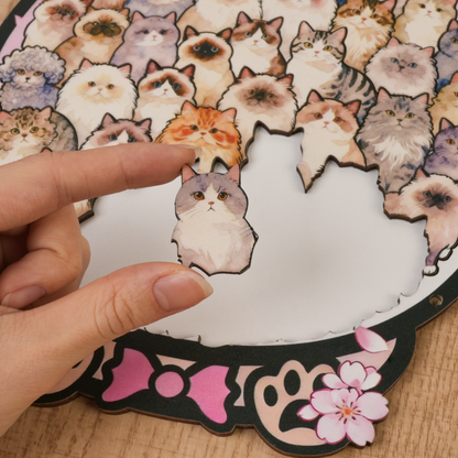 Cherry Blossom Cat Gathering Display Puzzle