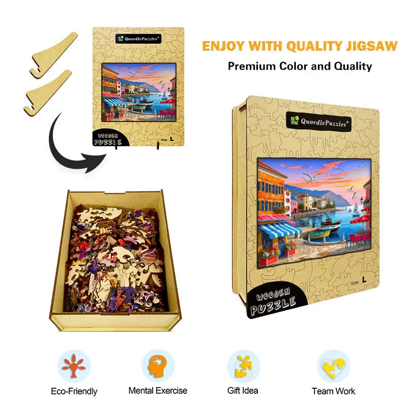 Mediterranean Sunset Wooden Jigsaw Puzzle