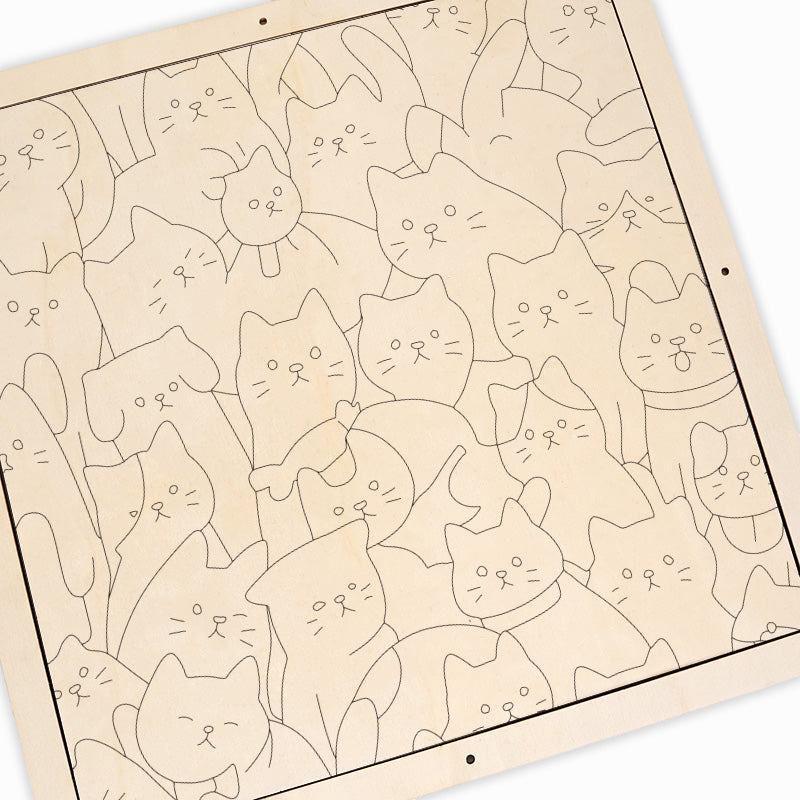 Minimalist Cats- Wooden Coloring Puzzle