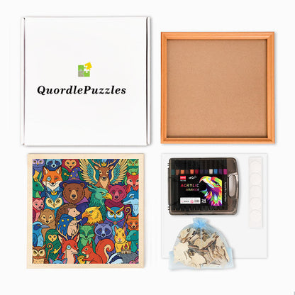 Enchanted Forest Friends - Wooden Coloring Puzzle