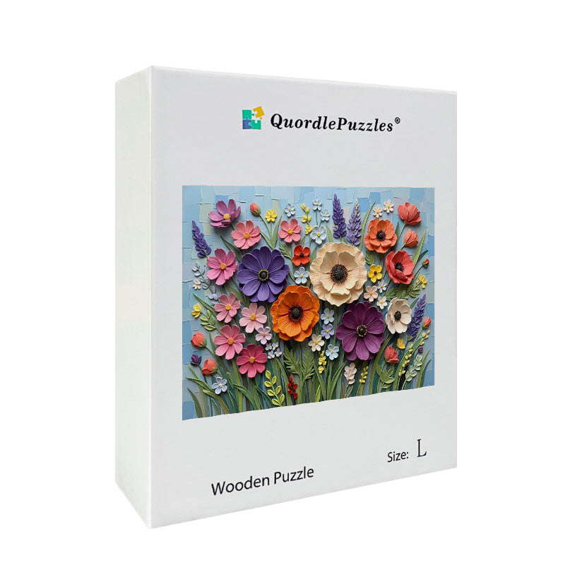 Paper-Cut Blossom Garden Wooden Jigsaw Puzzle
