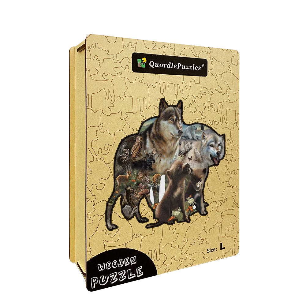 🔥LAST DAY 89% -Wolf Pack Wooden Jigsaw Puzzle