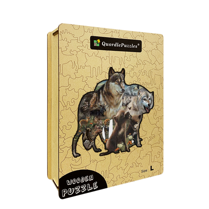 🔥LAST DAY 89% -Wolf Pack Wooden Jigsaw Puzzle