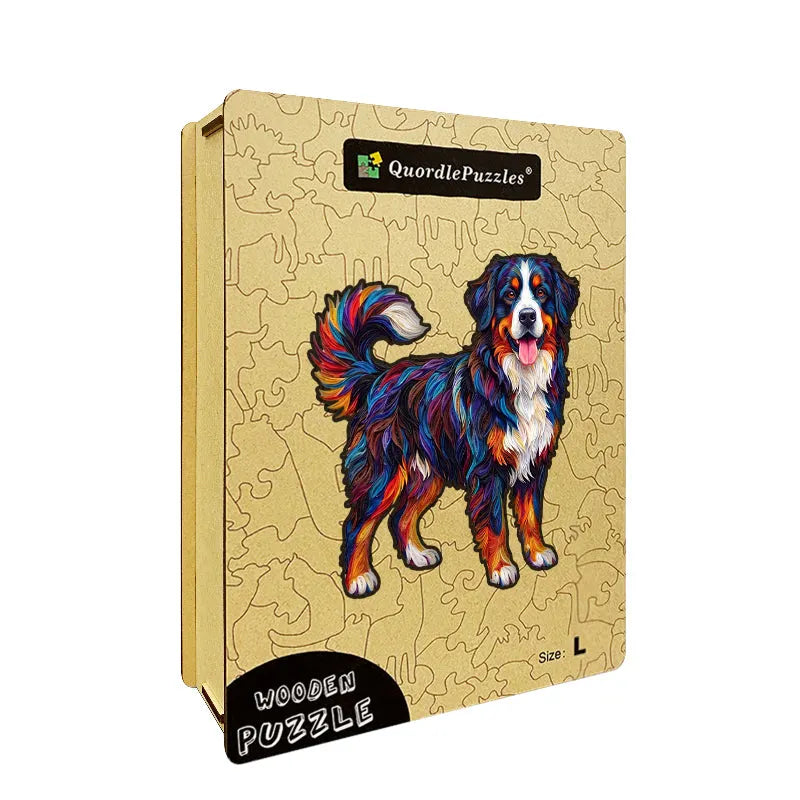 Vibrant Colorful Dog Wooden Puzzle