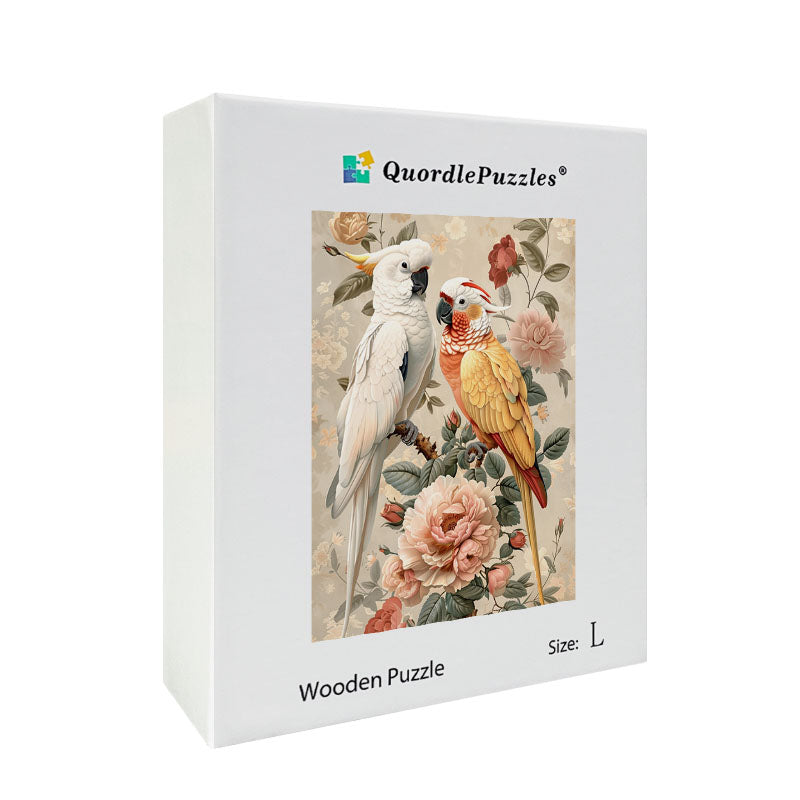 Floral Parrots Wooden Jigsaw Puzzle