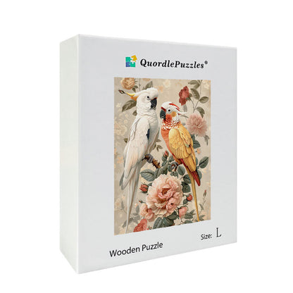 Floral Parrots Wooden Jigsaw Puzzle