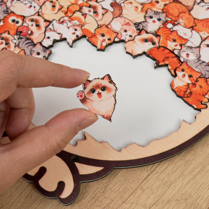 Cozy Cat Crowd Gathering Display Puzzle