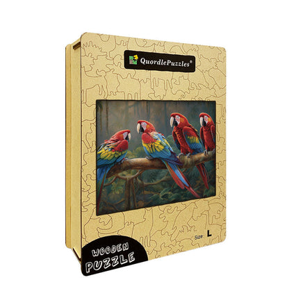 Tropical Paradise with Parrots Wooden Jigsaw Puzzle