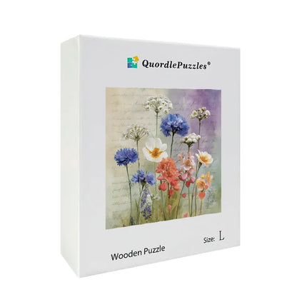 Watercolor Wildflower Garden Wooden Jigsaw Puzzle