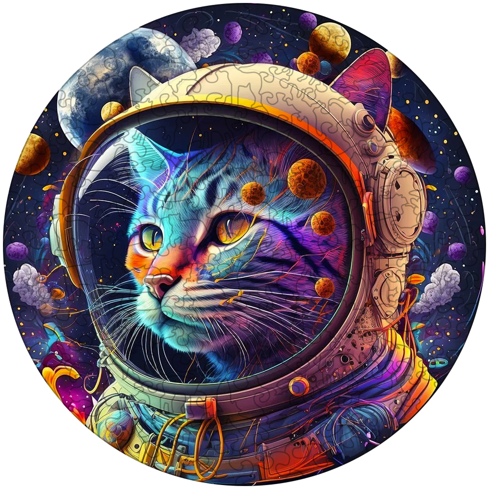 Space Cat Cute Kittens Wooden Jigsaw Puzzle