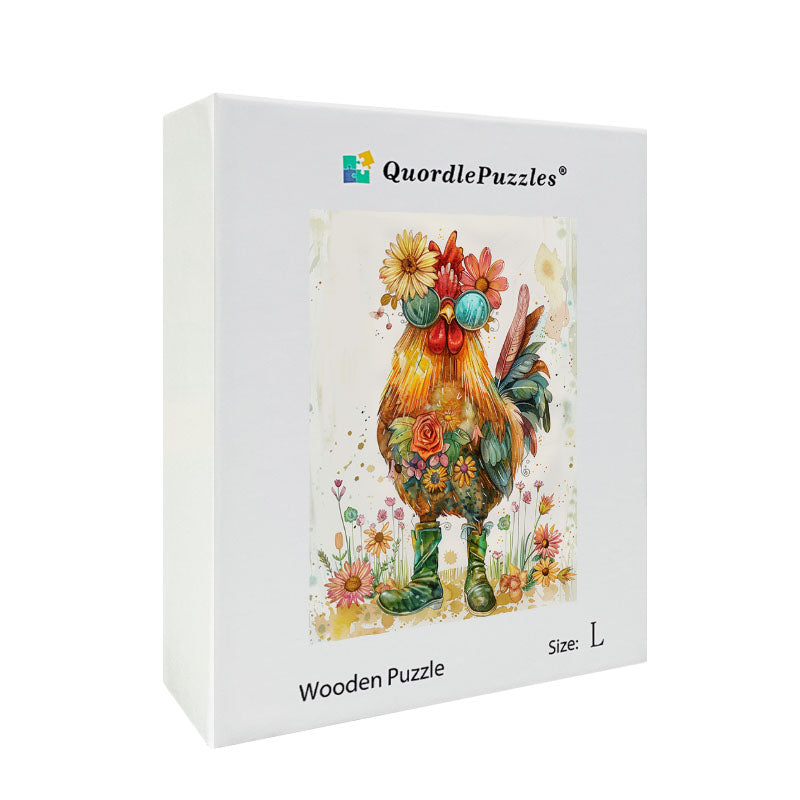 Flower Rooster Wooden Jigsaw Puzzle