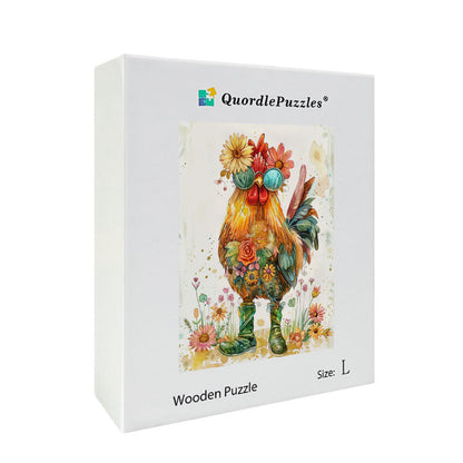 Flower Rooster Wooden Jigsaw Puzzle