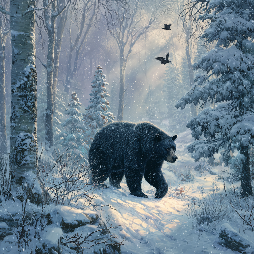 Bear in Winter Forest Wooden Jigsaw Puzzle