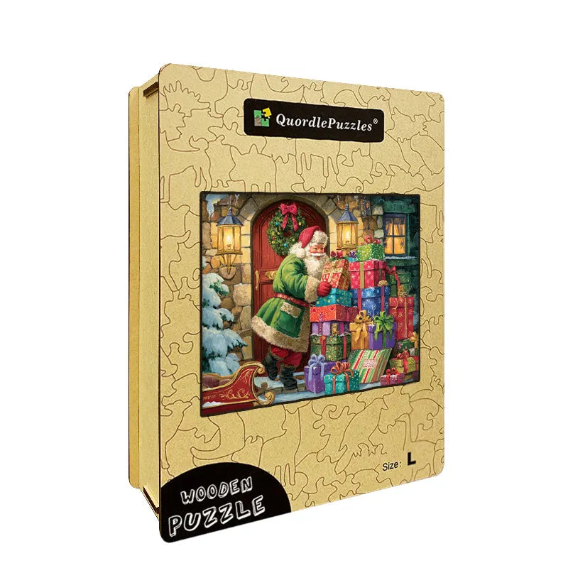 Santa Delivers Gifts Wooden Jigsaw Puzzle