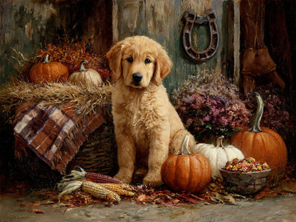 Autumnal Canine Wooden Jigsaw Puzzle