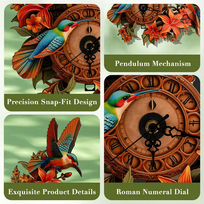 Hummingbird Lily Wooden Clock Puzzle