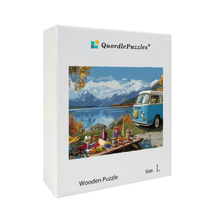 Outdoor Camping by Lake Wooden Jigsaw Puzzle