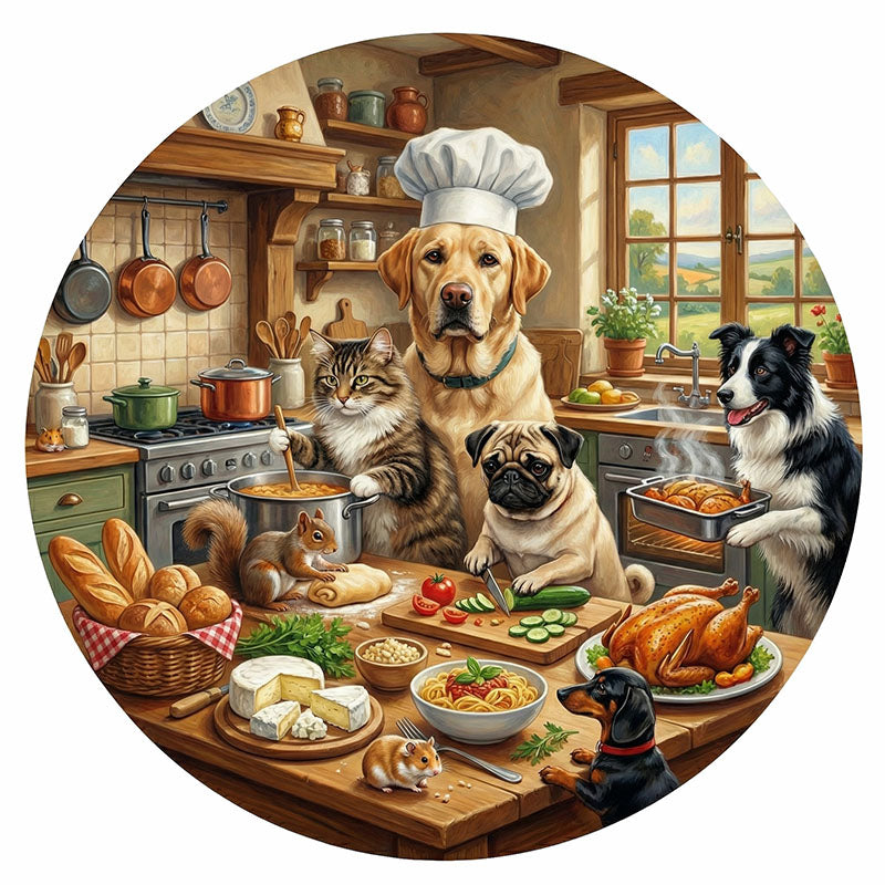 Chef Pets Cooking Wooden Jigsaw Puzzle
