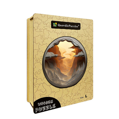 Paper-Cut Mountain Landscape Wooden Jigsaw Puzzle