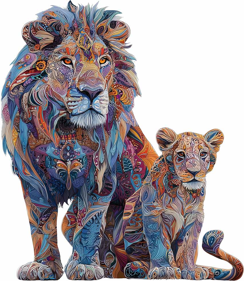 Majestic Lion Pair Wooden Jigsaw Puzzle