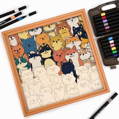 Shiba Squad- Wooden Coloring Puzzle