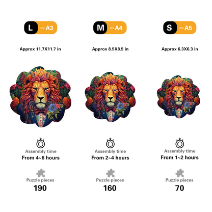 🔥LAST DAY 86% -Aesthetic Lion In Flowers  Owl Wooden Jigsaw Puzzle