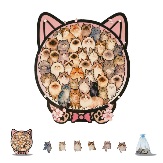 Cherry Blossom Cat Gathering Display Puzzle