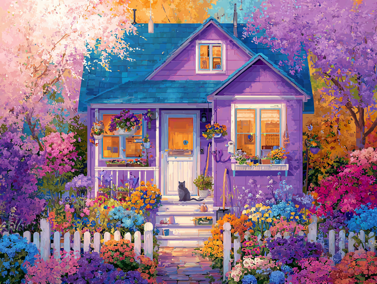 Flower Cottage Wooden Jigsaw Puzzle