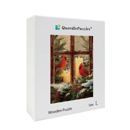 Winter Cardinals Wooden Jigsaw Puzzle