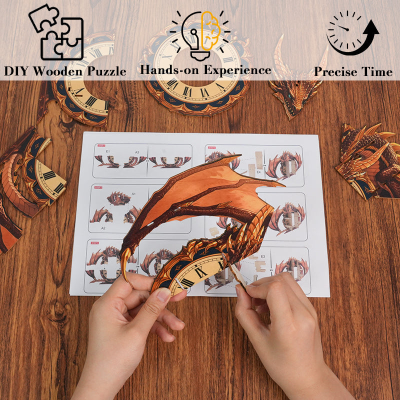 Dragon of Time Wooden Clock Puzzle