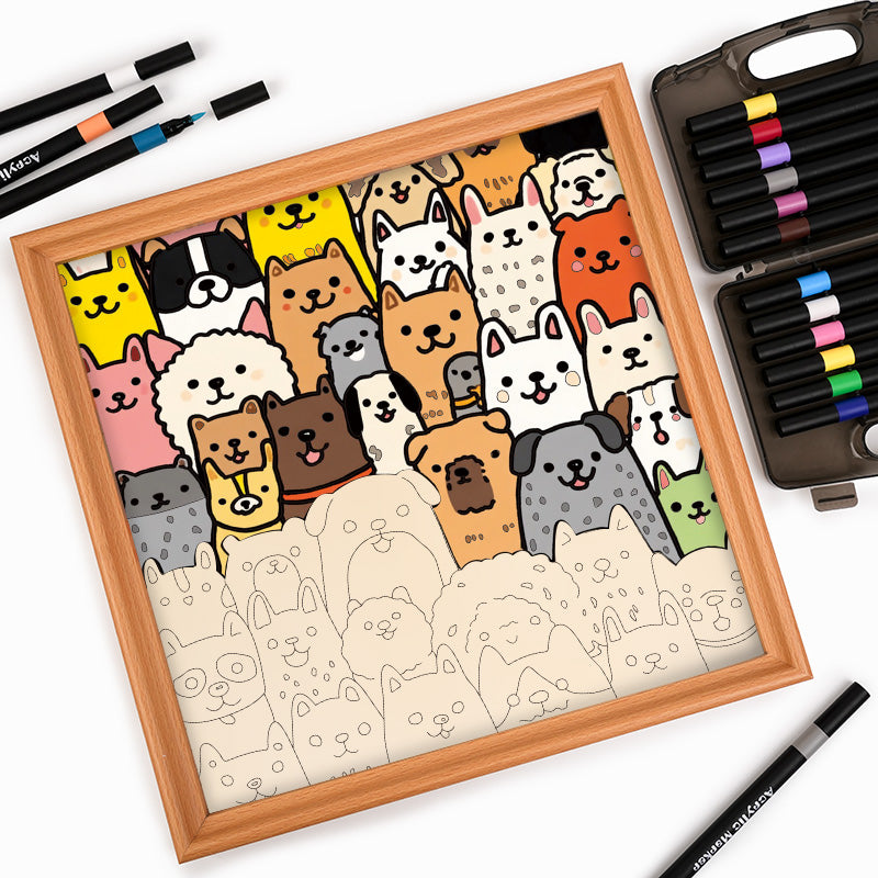 Dog Paradise - Wooden Coloring Puzzle