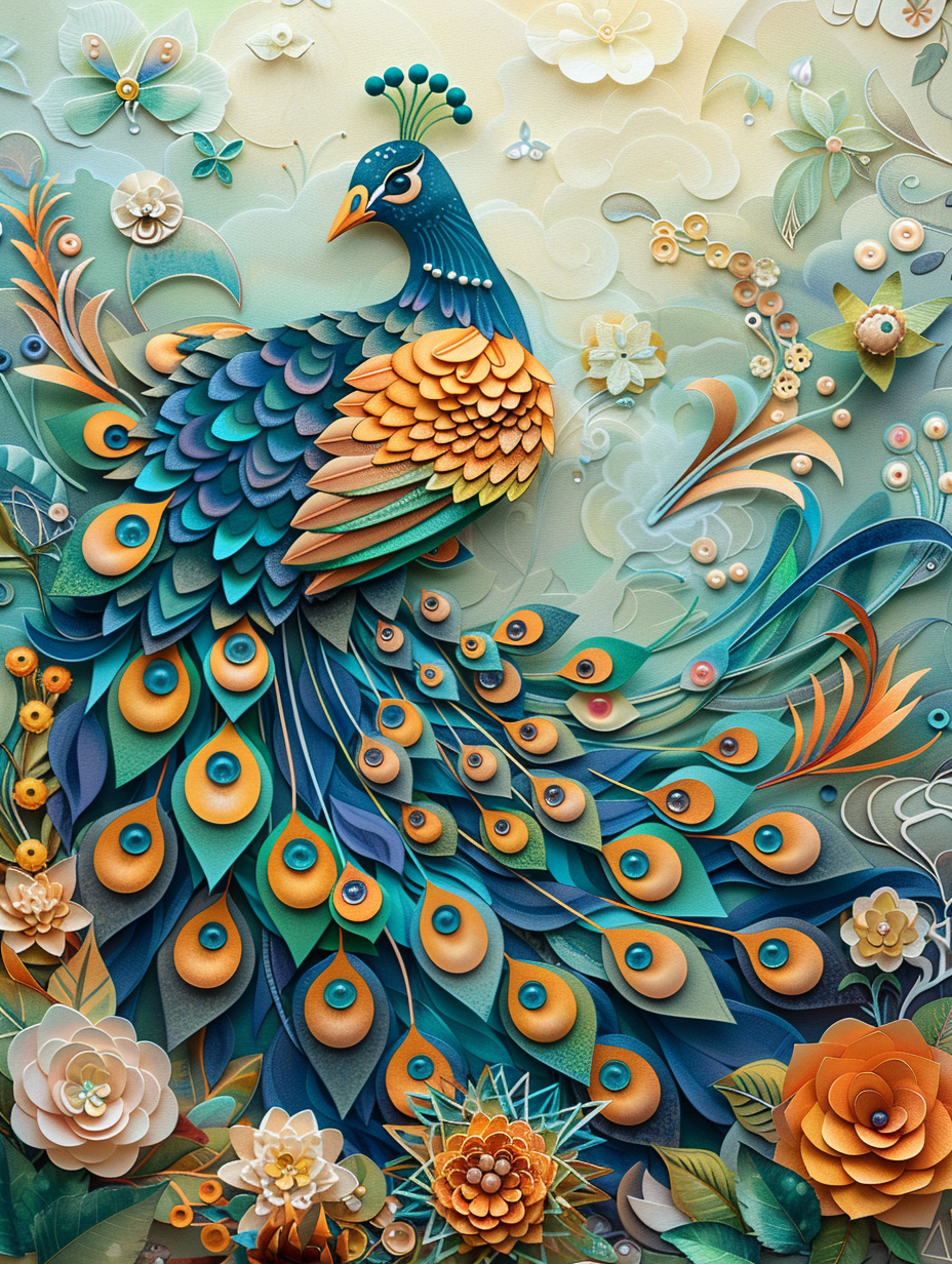 Peacock Paper Cut Wooden Jigsaw Puzzle