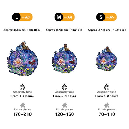 Cosmic Wildflower Dream Wooden Puzzle
