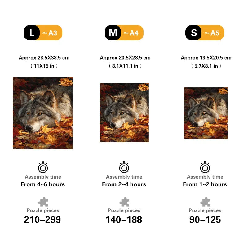 Autumn Wolf Rest Wooden Jigsaw Puzzle