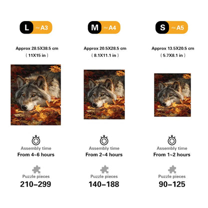 Autumn Wolf Rest Wooden Jigsaw Puzzle