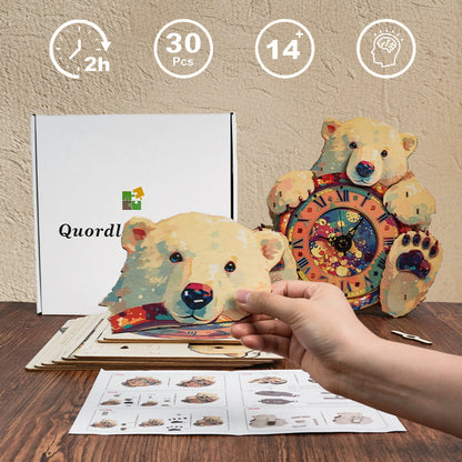 Teddy Bear Timekeeper Wooden Clock Puzzle