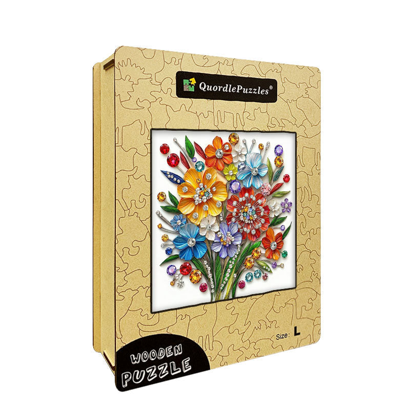Gemstone Blossom Bouquet Wooden Jigsaw Puzzle